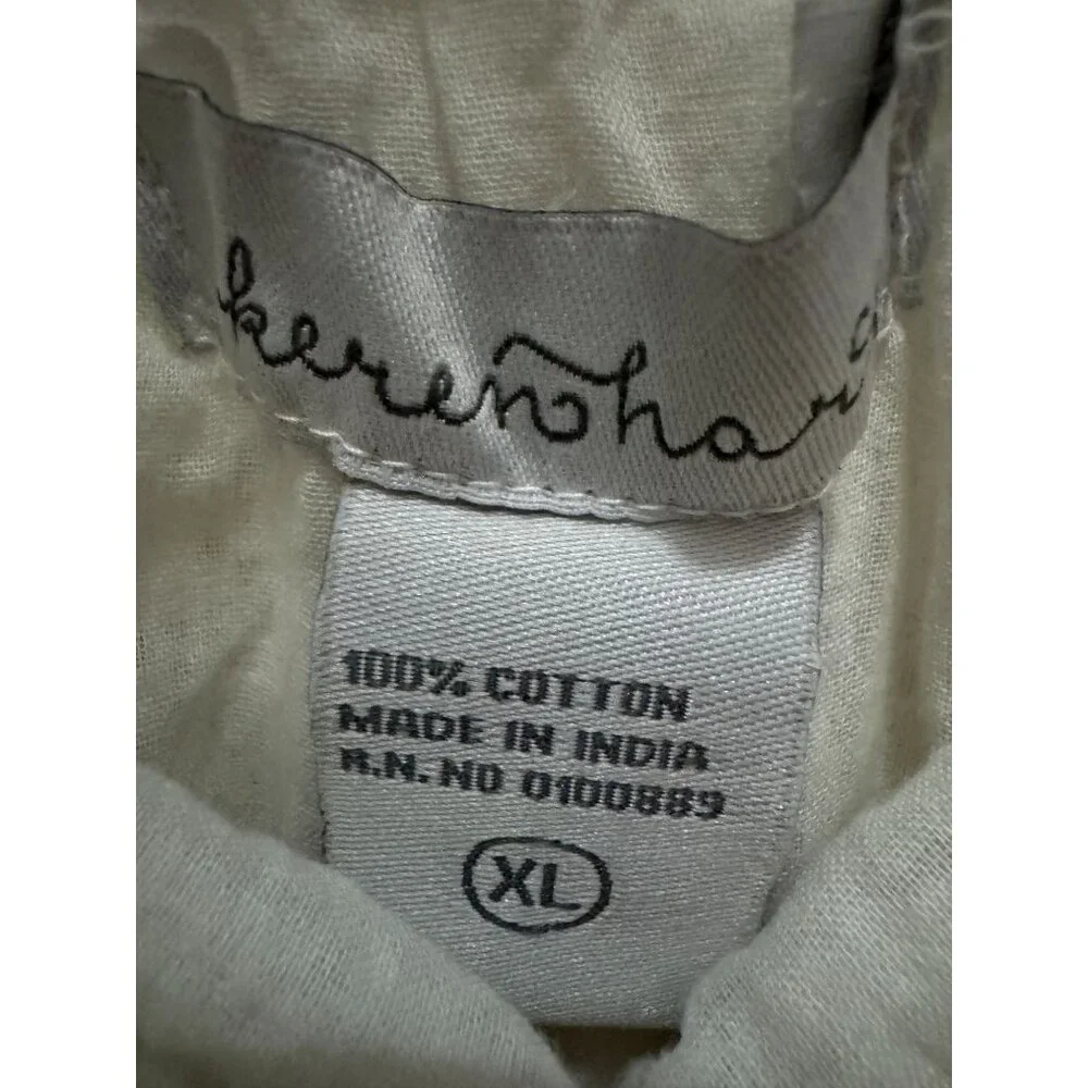 Keren Hart White Eyelet Tiered Maxi Skirt XL 100% Cotton Made In India Vintage B - Picture 3 of 5